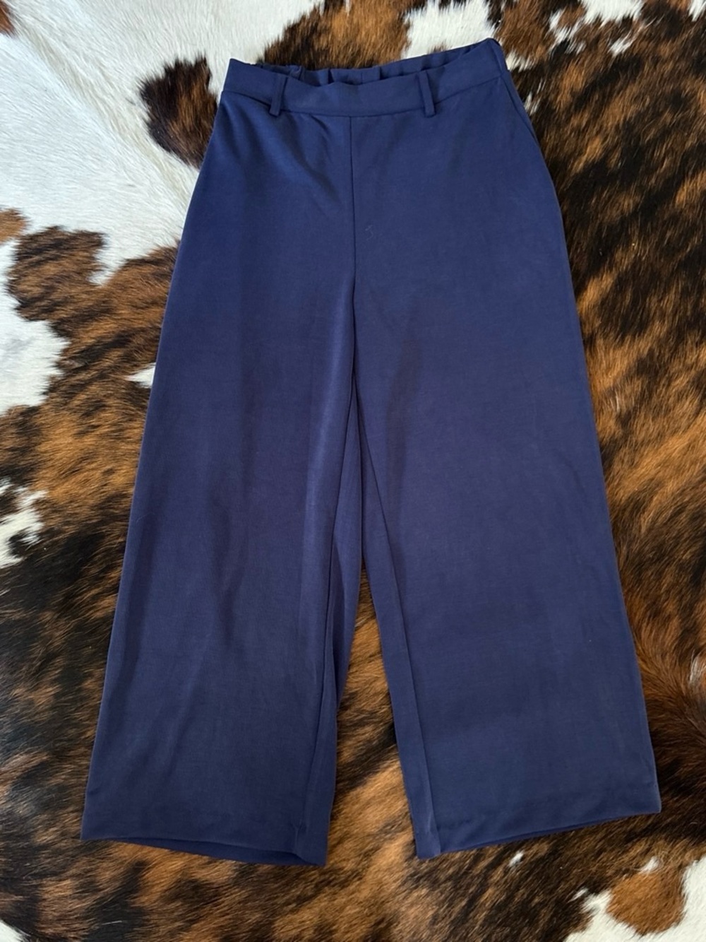 Wide Leg Navy Trousers - Classic Women's Pants
